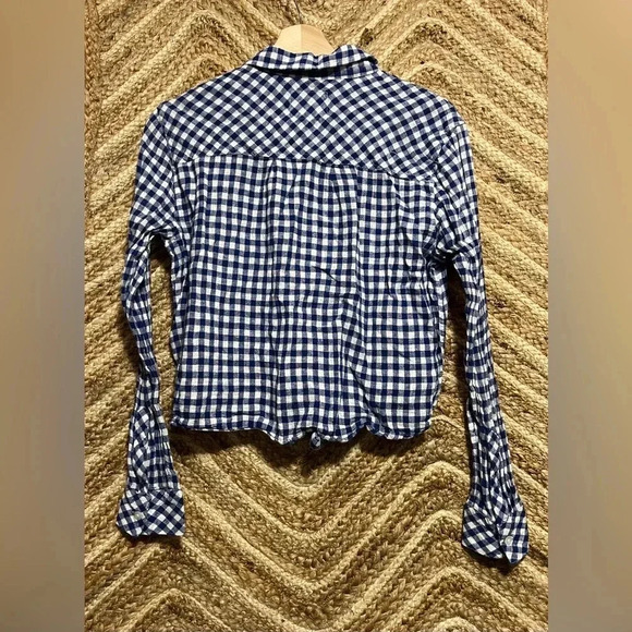 Rails Women's Val Blue Gingham Plaid Long Sleeve,Button Down, Tie Front, Size S - Picture 3 of 9